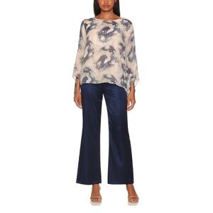 Alfani blue & beige tye dye chiffon blouse